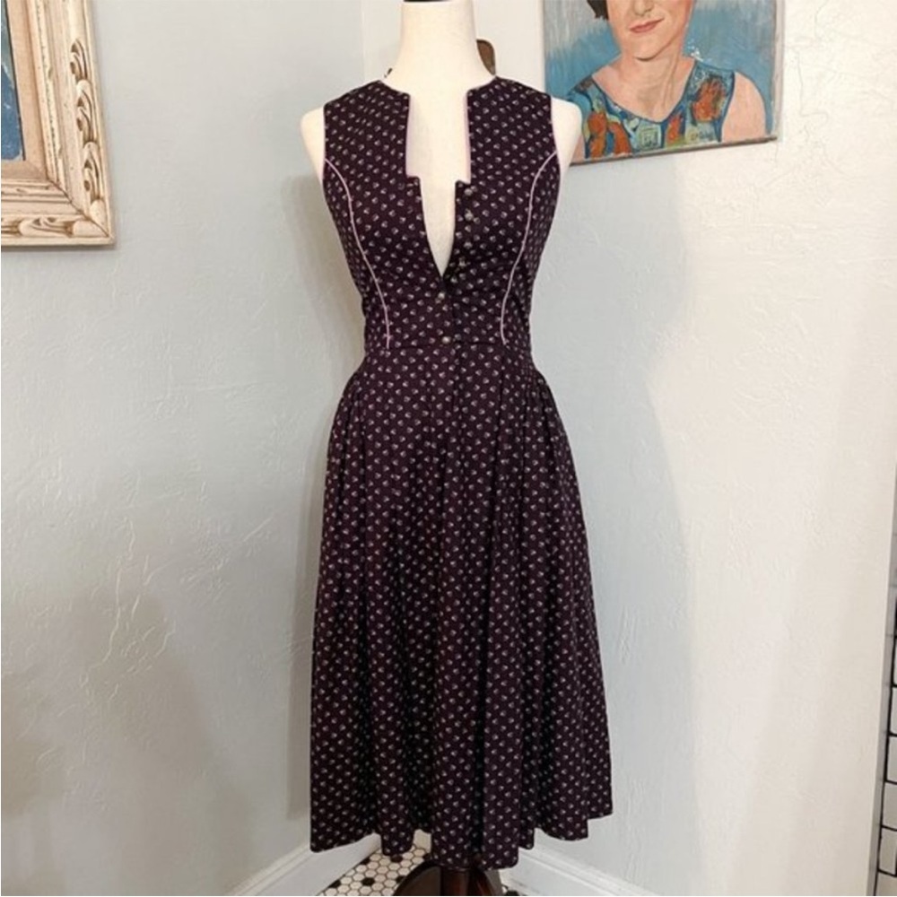 Vintage Rose Dirndl Aus Bayern Dress Purple Floral